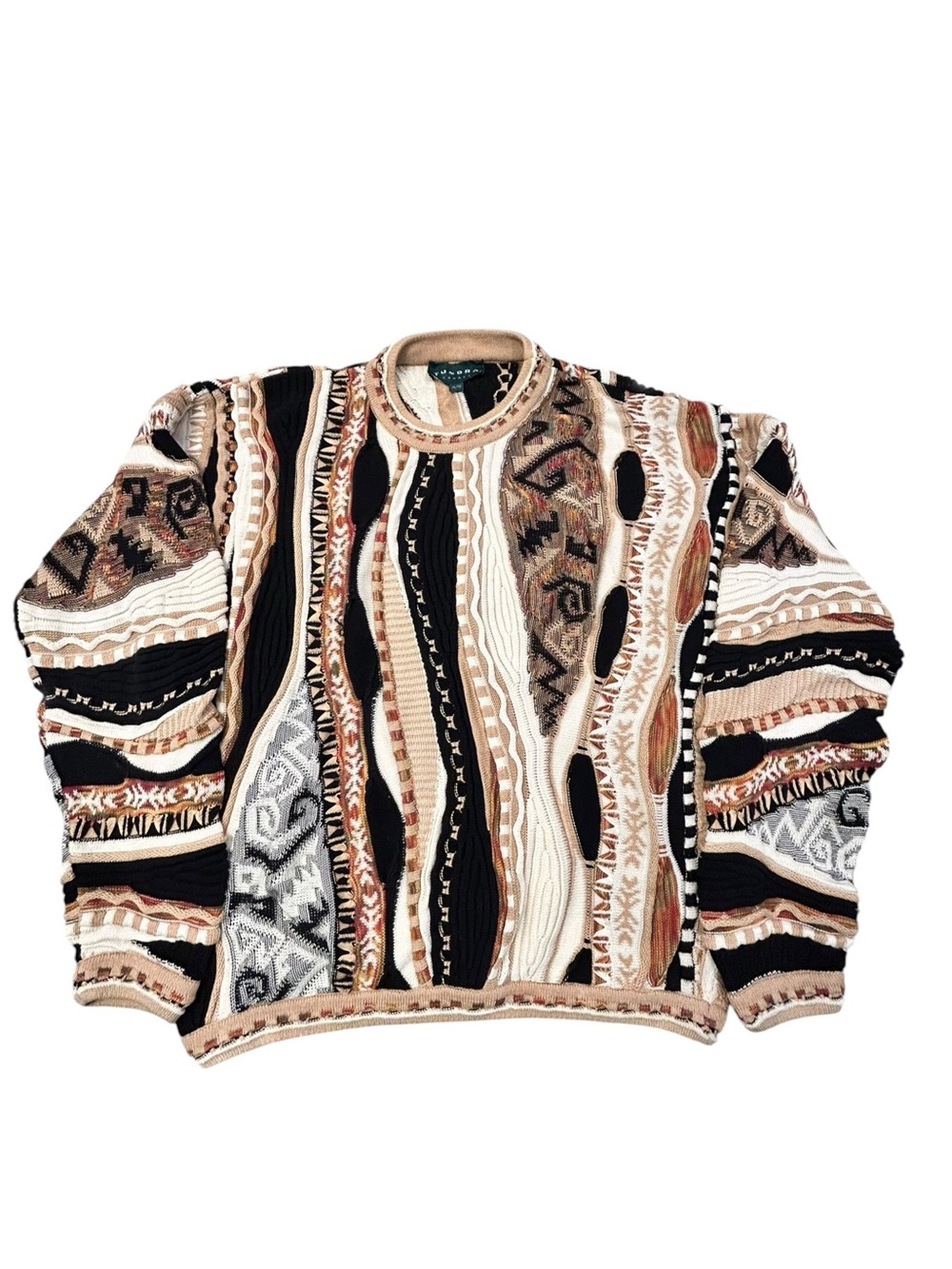 Tundra Canada 90s 3D Vintage Abstract Coogi-Style Cosby  Men's Crewneck XL Funky
